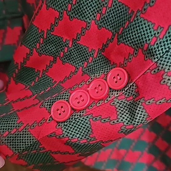 NWOT Christmas Blazer Dec. 25th ugly X-Mas jacket men XL red and green lined - Picture 11 of 12